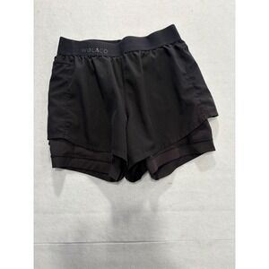 WOLACO Black Athletic Shorts Women's Size S Double Layer Running Gym Workout